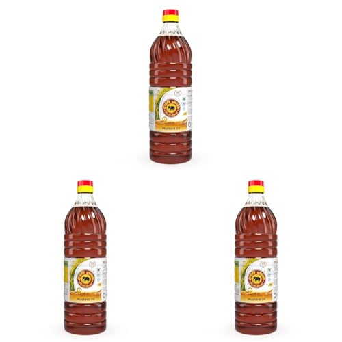 Image of Elephant Brand Hathi Marka Kacchi Ghani Mustard Oil - 1 Litre Bottle (Pack of 3)