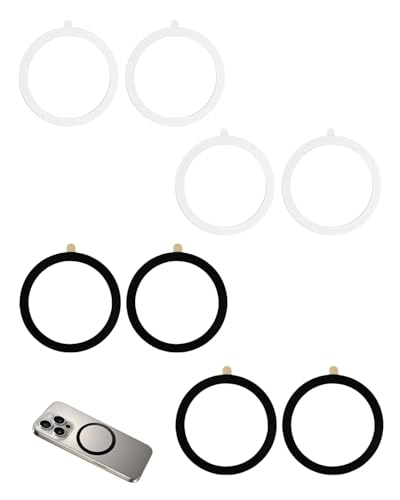 JUKOTA Pegatina Anillo de Metal Universal, Anillo Imán Compatible con Cargador Inalámbrico/Soporte de Coche para iPhone/Samsung/Android Fundas de móvil 8 Pcs Anillos de Metal