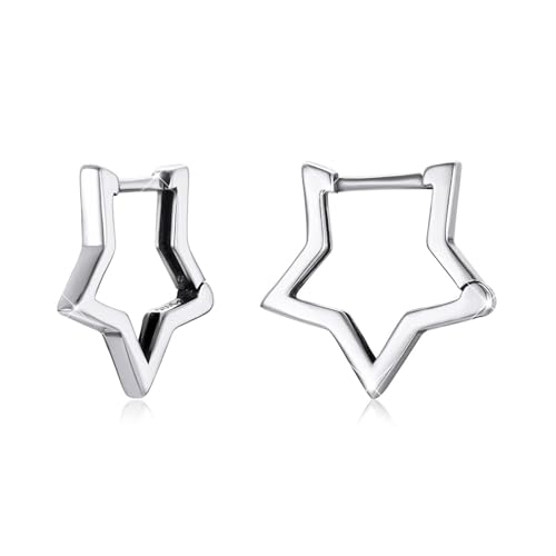 Image of BISAER Silver Huggie Hoop Earrings for Women, 925 Sterling Silver Post Star Small Hoop Earrings Hypoallergenic Lightweight Everyday Jewelry Gift Cute