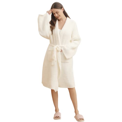Image of bearberry Plush Hoodless Bath Robe Women's Loungewear Sleep Robe Indoor Outfit