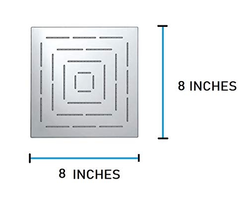 Marcoware Stainless Steel Fixed Shower Head (Chrome, 8x8 Inches)