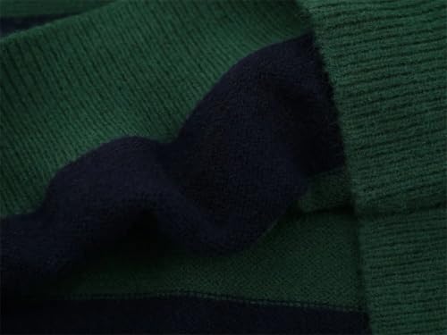 Mens Contrast Striped Sweater Retro Loose Lapel Long Sleeve Knitted Pullover4