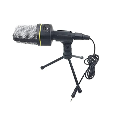 KOMBIUDA 1Set Desktop Computer Microphone with Noise Reduction Black Condenser Mic for Live Broadcast Gaming Karaoke Includes Stand and Data Cable