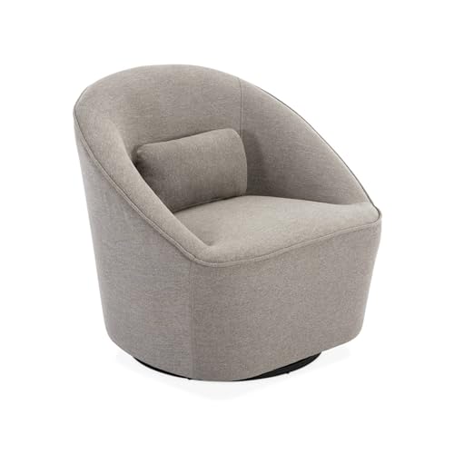 sweeek - Fauteuil pivotant 360° en Tissu grège. avec Coussin Lana L 80 x P 73 x H77cm