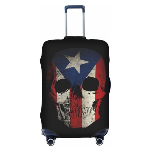 Travel Luggage Cover Skull Puerto Rico Flag Fashion Washable Baggage Suitcase Protector Fit For Luggage Large