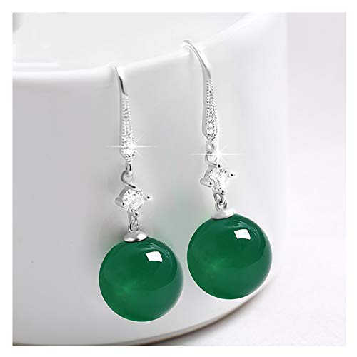 Boucles d'oreilles argent 999 et jade véritable pour femme élégante
