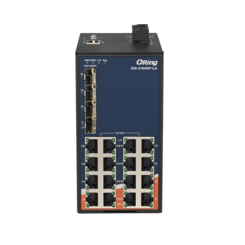 Image of IES-3164GP-LA | 20-Port Managed Fast Ethernet Switch, 16FE + 4 100 /1G SFP Slots, ORing Industrial Networking