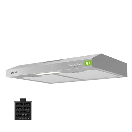 CIARRA CBCS6903D Campana Extractora 60 cm Clase A+ Cocina extractora integrada para Armario 3 Niveles Recirculación con Filtro de Carbón CBCF009 Acero Inox