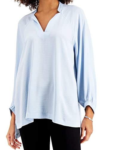 Alfani Womens Solid Pullover Blouse, Blue, X-Large #TOP19