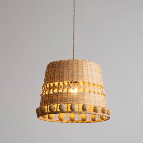 Chandelier rotin boho grand modèle pour éclairage d'îlot de cuisine
