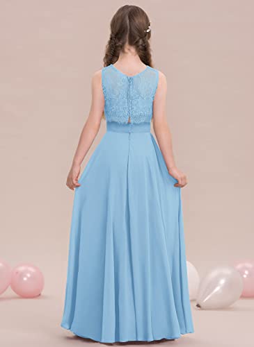 Junior Bridesmaid Dress A-line Scoop Floor-Length Chiffon Lace Prom Dresses for Teens2