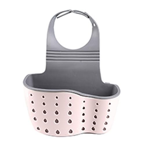 Kitchen Faucet Hanging Bag Sink Drainage Storage Hanging Basket Wall Storage Drainage Bags Pink TPR Rubber 22 x 5 x 13cm for Kitchen Sink Organizer