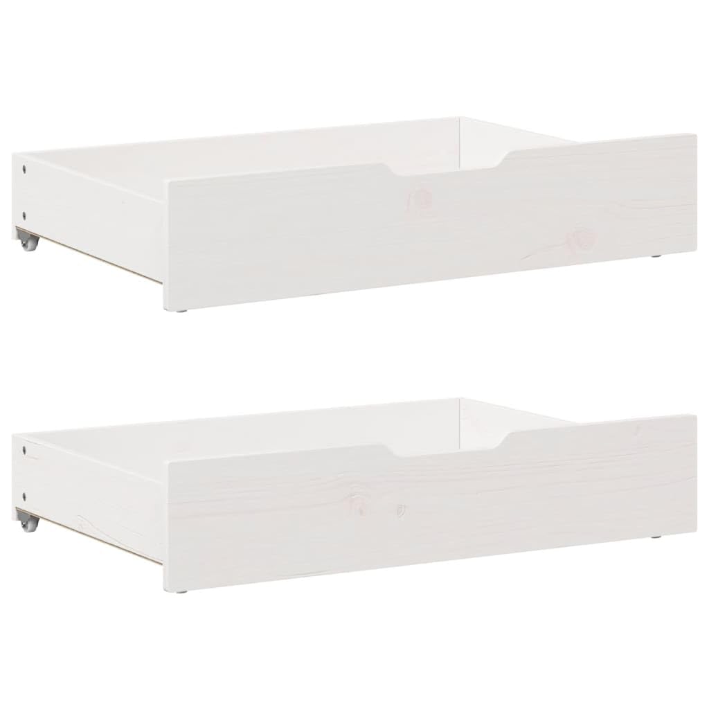 Gecheer Cassettiera sotto Letto, Salvaspazio con Ruote, 80x55x17 cm, Legno Massello di Pino, Bianca, per Camera da Letto, Organizzazione Biancheria e Abbigliamento