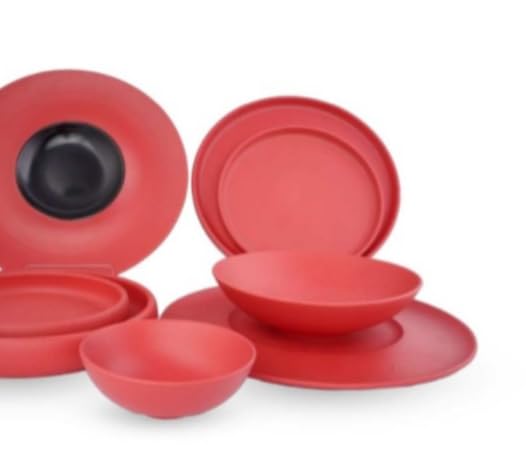 - Porcelain Ceramic Dinner Set, 8 Pieces, Dining Set for Home - Crockery Dinner Set for Gift at Weddings - Plates Dinnerware Sets Hearth Collection Peach Valley (Pink)