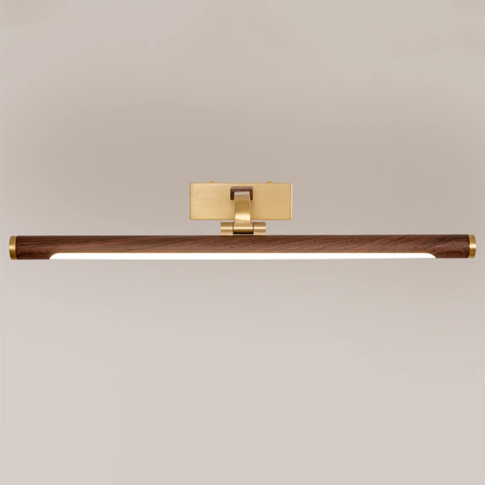 Jadssox LED Mirror Front Lights Copper Bathroom Vanity Lamp, Walnut Pattern Vanity Mirror Light Rotatable Mirror Light Bar, Makeup Mirror Front Lighting Fixture Cabinet Lamps