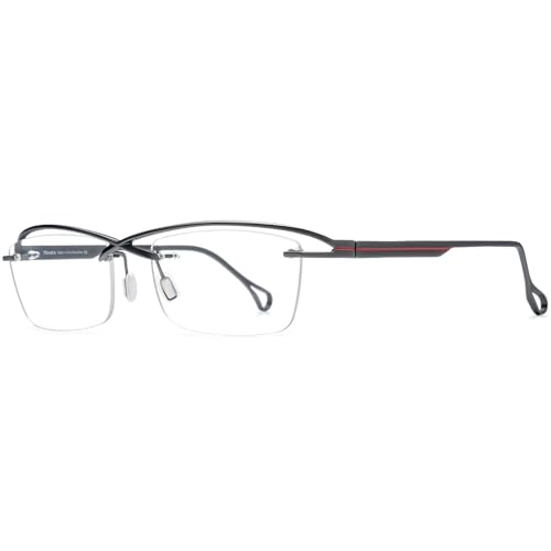 Image of FONEX Pure Titanium Glasses Frame Men Semi Rimless Square Eyeglasses Eyewear DTX416