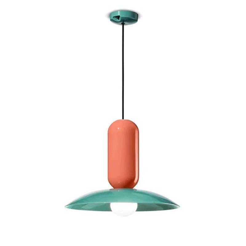 Luminaire suspension LED créative avec abat-jour en métal vert de 40 cm au design minimaliste