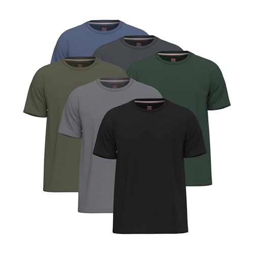 6er-Pack T-Shirts für Herren, 100% Baumwolle, vorgeschrumpft, Rundhalsausschnitt, Herren-T-Shirts, Multipack, Pack6 [Grey Collection], L