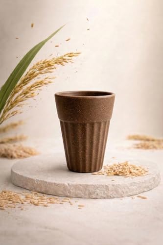 Image of Eco-Friendly Tea Cup Set of 4 | Kulhad Style Coffee & Tea Mugs | 140 ml Unbreakable, Stain-Free, Heat Resistant, Reusable, Microwave Safe | Rice Husk & Bamboo Fibre | Natural Husk