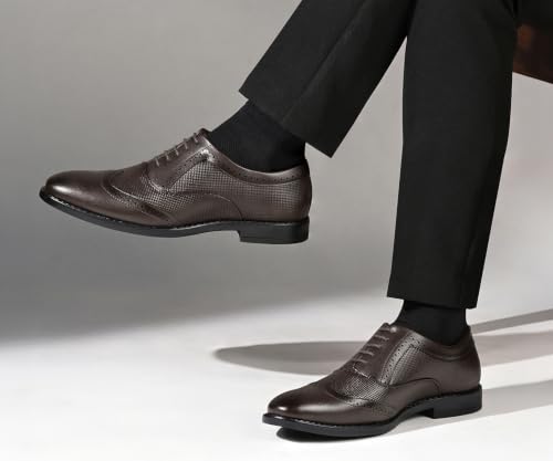 Image of LOUIS STITCH Men's Formal Lace-Up Brogue Shoes | Formal Lace-Up Shoes for Men | Business & Occasion Wear | LSVSBG-1