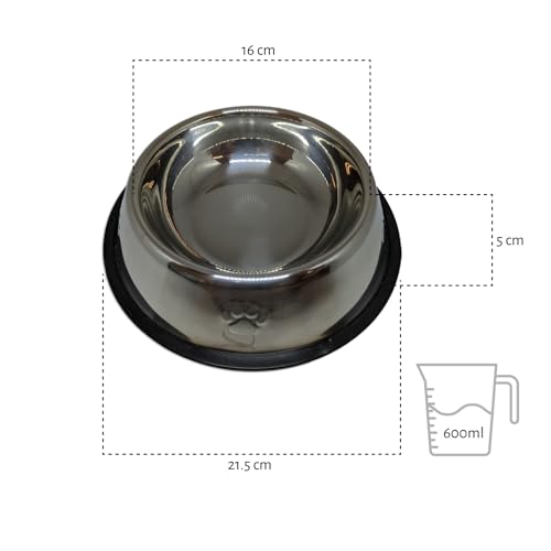 Kit 2 Comedouro 600ml Inox Tigela Pote Ração Água Cão Médio Grande