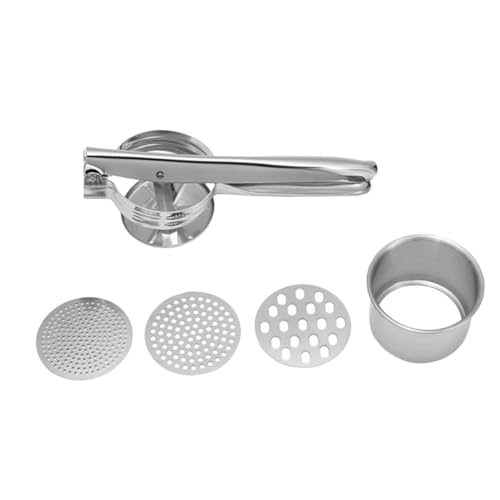 Cabilock 1 Set Stainless Steel Food Pressing Tool Manual Potato Masher and Pumpkin Ricer for Easy Mashing Comfortable to Clean Kitchen Utensil