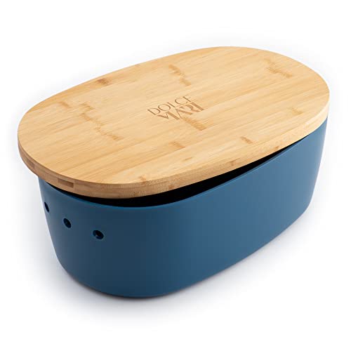 DOLCE MARE blaue Brotbox - Hübscher Brotkasten in blau - extrem praktischer Brottopf - Ausgefallener Brotkorb aus PP - Brotbehälter...