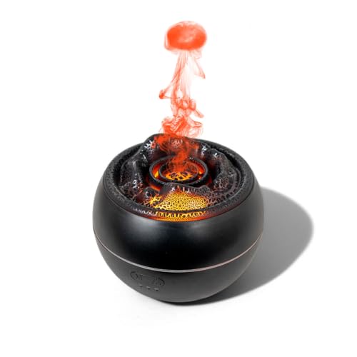 Volcano Flame Aroma Diffuser – 360ml Ultrasonic Essential Oil Humidifier with 7 LED Colors, Dual Mist Modes, Quiet Cool Mist, Timer & Auto Shut-Off for Home, Bedroom, or Office
