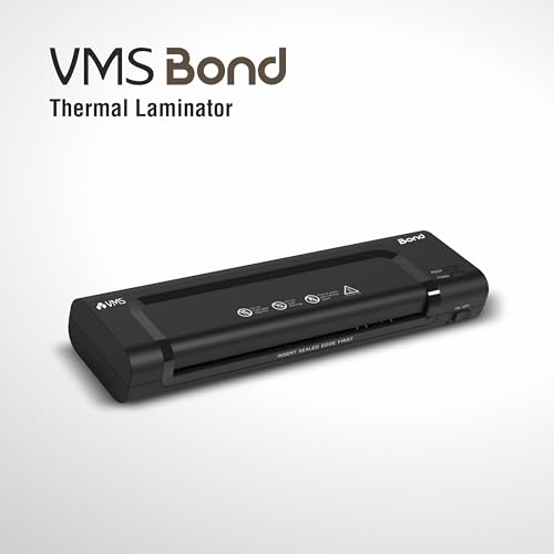 Image of VMS Bond A4 Hot Laminator Machine, High Speed | Quick Heat-Up | 230mm /min Speed | 140-250 Mic Support | Anti-Jam | LED Ready Light