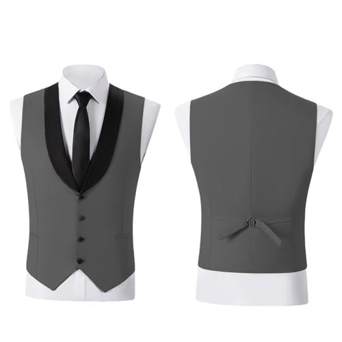JinXuanYa Mens Suit 3 Pieces Slim Fit Suit for Men Formal Business Prom Tuxedos for Groomsmen Wedding(Blazer + Vest + Pants)4