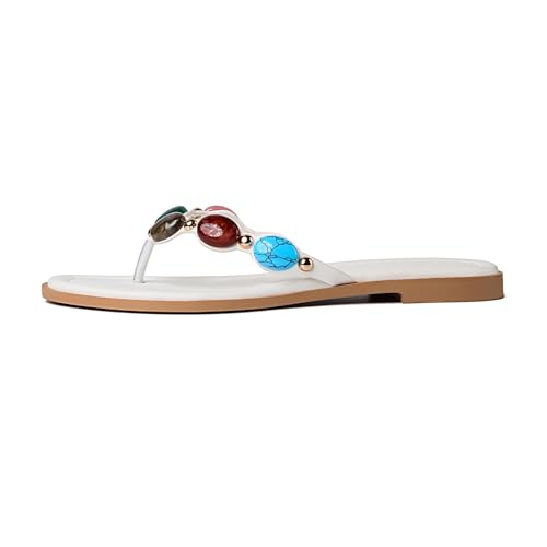 Image of DREAMSTORY Womens Beaded Flip Flops Beach Jeweled Thong Sandals