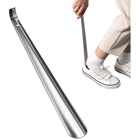Shoe Horn Long Handle for Seniors,16.5" Long Metal Shoehorns for Men Women Kids,Travel Stainless Steel Shoe Horn Shoe Slip on Tool Cover