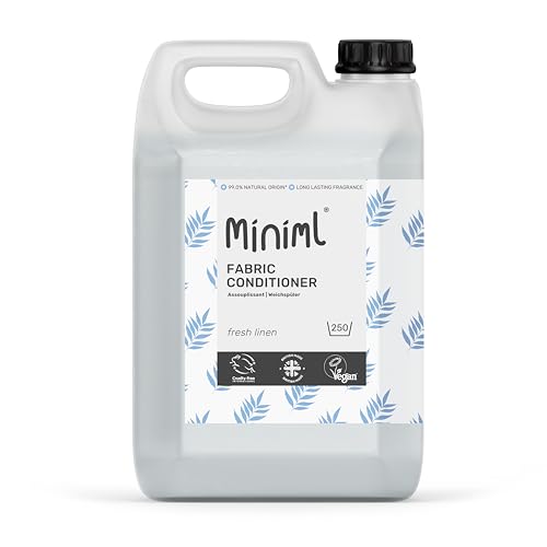 Miniml Eco Fabric Softener & Conditioner 5L Refill - Fresh Linen Scented All Natural Fabric Softener for Sensitive Skin - 100% Vegan & Cruelty Free (250 Washes)