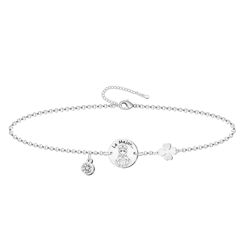 cotigo Pulseras Profesiones Acero Inoxidable, Ideal Regalos para Mujer, Plateado y Dorado (Policía - Plateado)