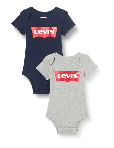 Levi's Kids Batwing 2pk bodysuit Unisex Baby Grey Heather 6-12 Monate