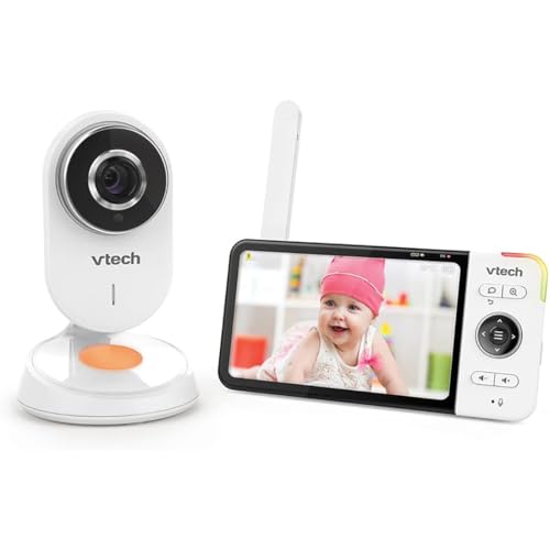 VTech - BM818 - Baby Video Wide View HD - Schermo 5'' Ultra piatto HD -Luce notturna e ninne nanne...