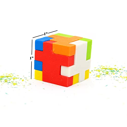 Big Mo's Toys Puzzle Erasers - Individually Wrapped Goody Bag Party Favor And Stocking Stuffers Pencil Eraser - 6 Balls And 6 Cubes #TOP4