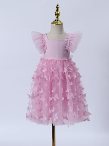 Image of Tutu.kk Toddler Girls Vintage Party Dress Ruffled Sleeve A-Line Tulle Flower Girl Dresses for Wedding,Birthday