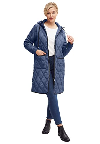 ellos Plus Size Long Quilted Hooded Jacket