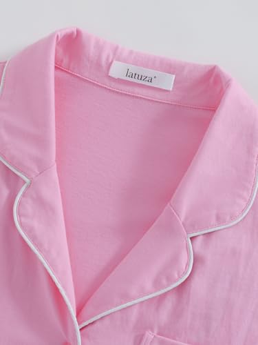 Image of Latuza Women's Petite Size Button Down Pajamas Set Long Sleeve