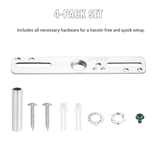 Image of 4 inch Ceiling Light Fixture Mounting Bracket Kit, 4Pcs Universal Lamp Crossbar Hardware Set for Chandelier & Wall Lights, Silver (Pack of 3)