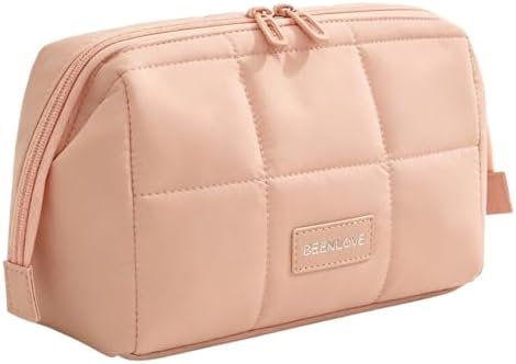 COOLOME Makeup Bag Travel Cosmetic Bag Quilted Toiletry Bag Small Organizer Case Open Design Cute Pouch Purse for Women image 5