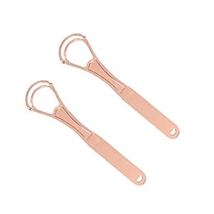 2PCS Tongue Cleaners Wide-head Double Blades Scrapers For Oral Care, Rose Gold Color