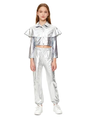 Ensemble danse hip hop fille avec blouson holographique et pantalon de jazz