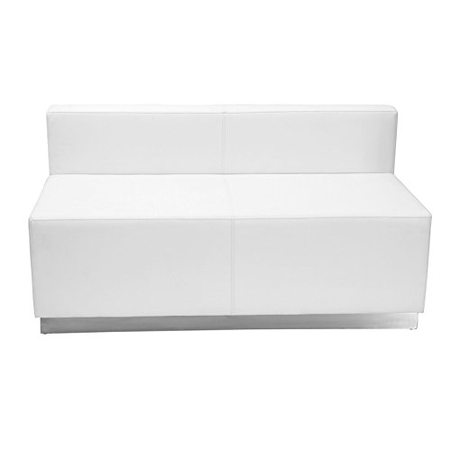LIVING TRENDS Marvelius Aleecia Series Melrose White Leather Loveseat with Brushed Stainless Steel Base