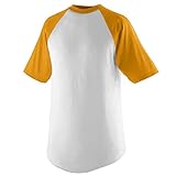 Augusta Sportswear Damen Boys' Short Sleeve Baseball Jersey L White Sportbekleidung, Weiß/Gold, Large