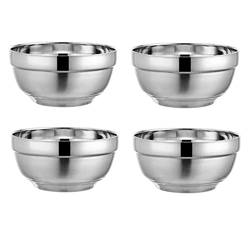 SUS304ステンレス製耐熱ボウル どんぶり 食器 ご飯碗 茶碗 ステンレス 耐熱 二重 (4, 12CM)