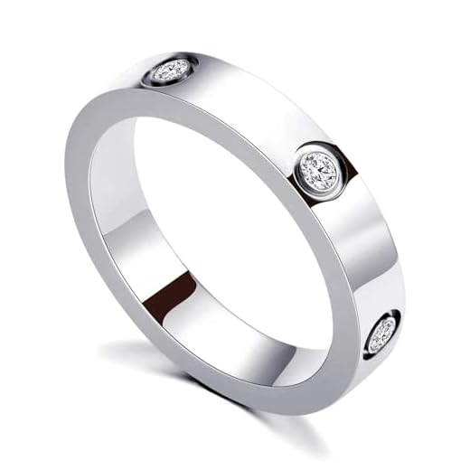 RIXERKOC Anillo de Amor para Mujeres Circonita de Acero Inoxidable Anillo de Promesa Alianza de Boda Joyería Día de San Valentín Regalos de Cumpleaños para Mujeres Niñas (8, Plata)