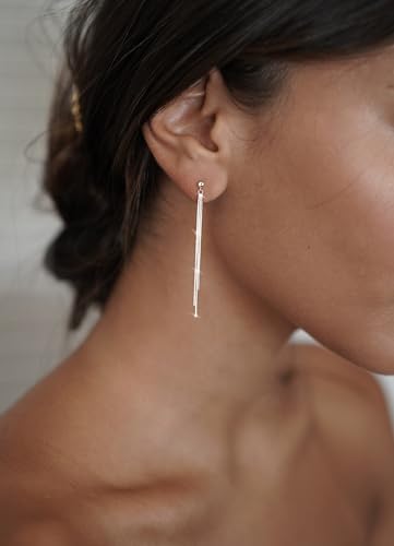 Homecoming Prom 14K Gold/Silver Plated Dangle Earrings for Women Dainty Long Hanging Chain Earrings Trendy Dangling Pearl Threader Earrings for Women Non-Tarnish Jewelry2