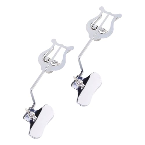 HEMOTON 2pcs Silver Trombone Sheet Music Holders Iron Music Clamps for Marching Band Music Holder
